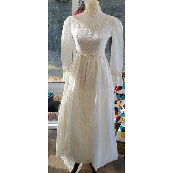 Vintage Dresses & Skirts - Vintage 60's/70's Cotton Wedding Dress